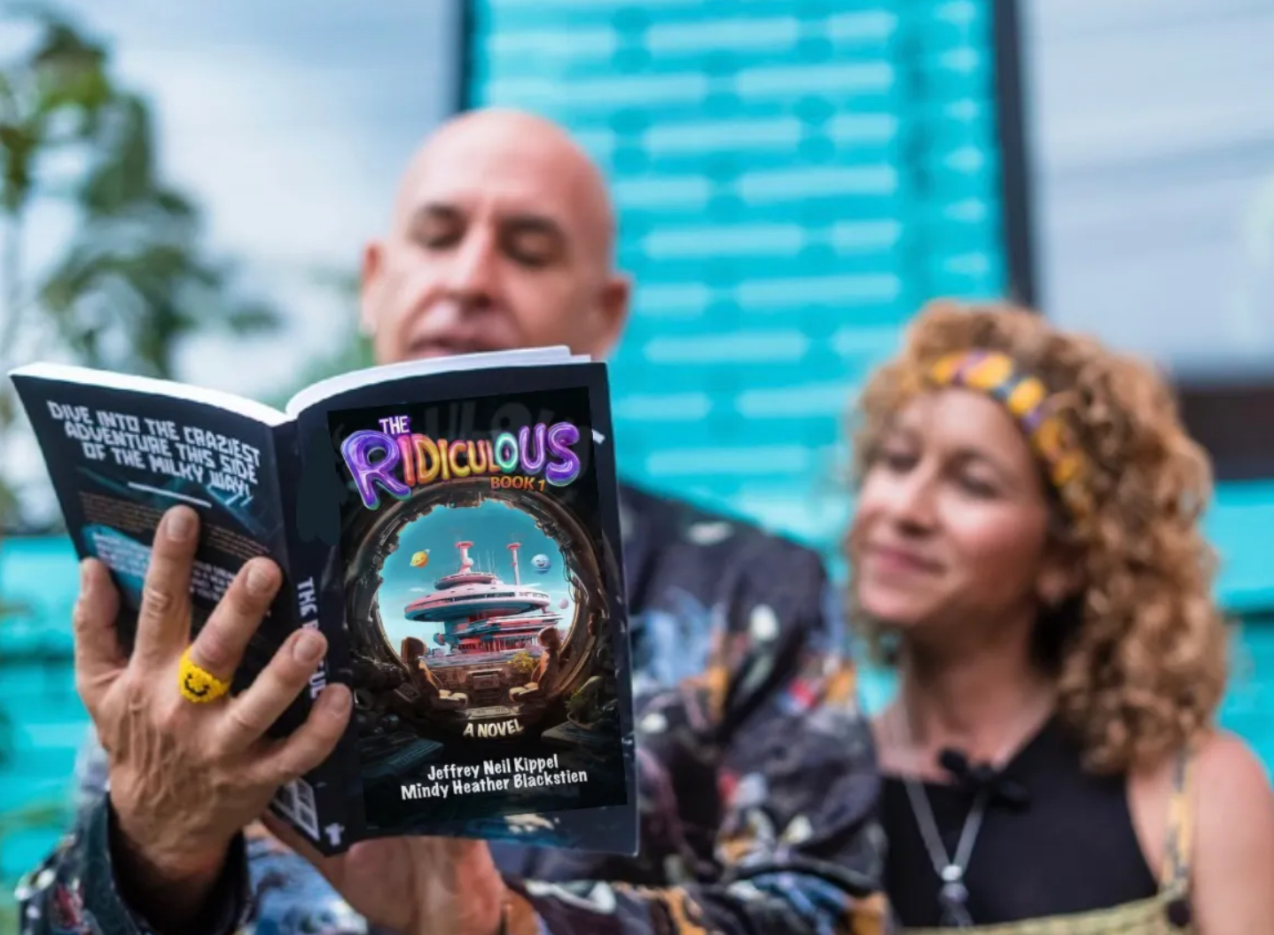 Jef Kippel and Mindy Blackstien holding The Ridiculous book