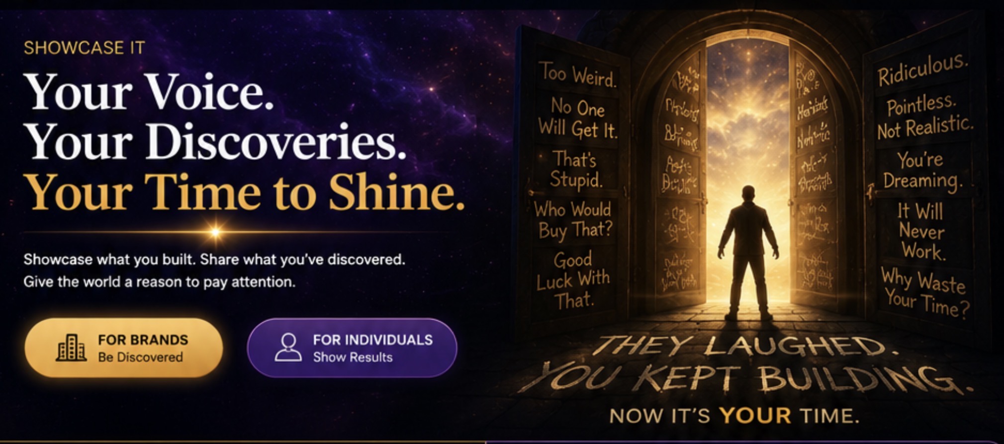 Showcase It. Your voice. Your discoveries. Your time to shine.