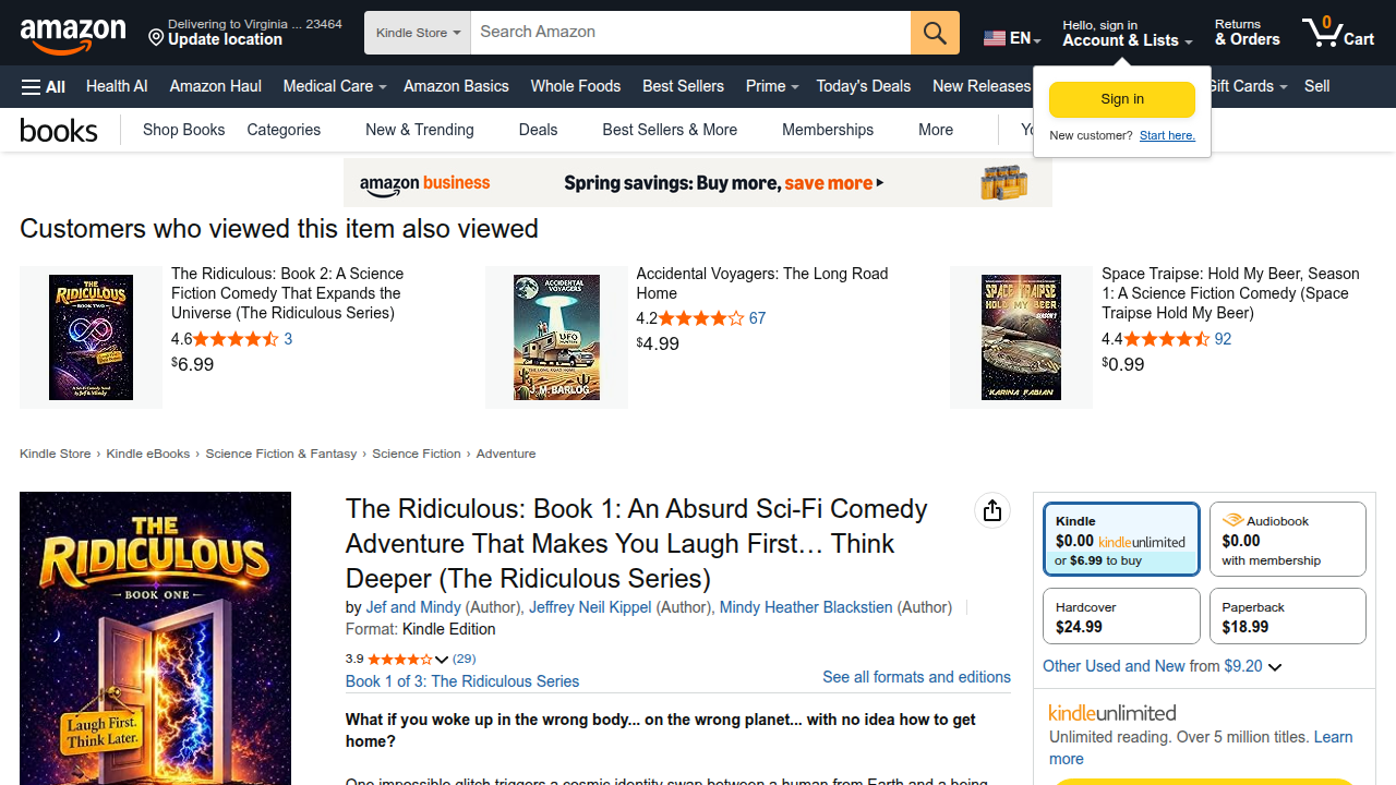 Discover The Ridiculous series, a blend of sci-fi and humor, perfect for a thoughtful night read.