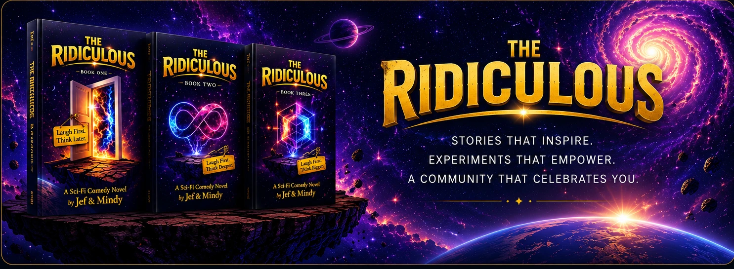 The Ridiculous sci-fi comedy universe with the three book covers, stories that inspire, experiments that empower and a community that celebrates you.