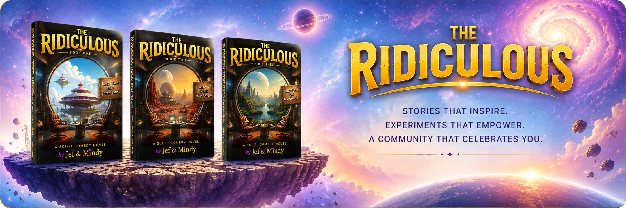 The first three books in The Ridiculous sci-fi comedy series with stories that inspire, experiments that empower, and a community that celebrates you
