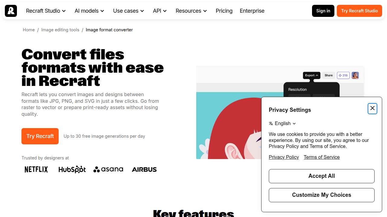 Learn how Recraft AI helps convert image formats like JPG, PNG, and SVG efficiently without losing quality.