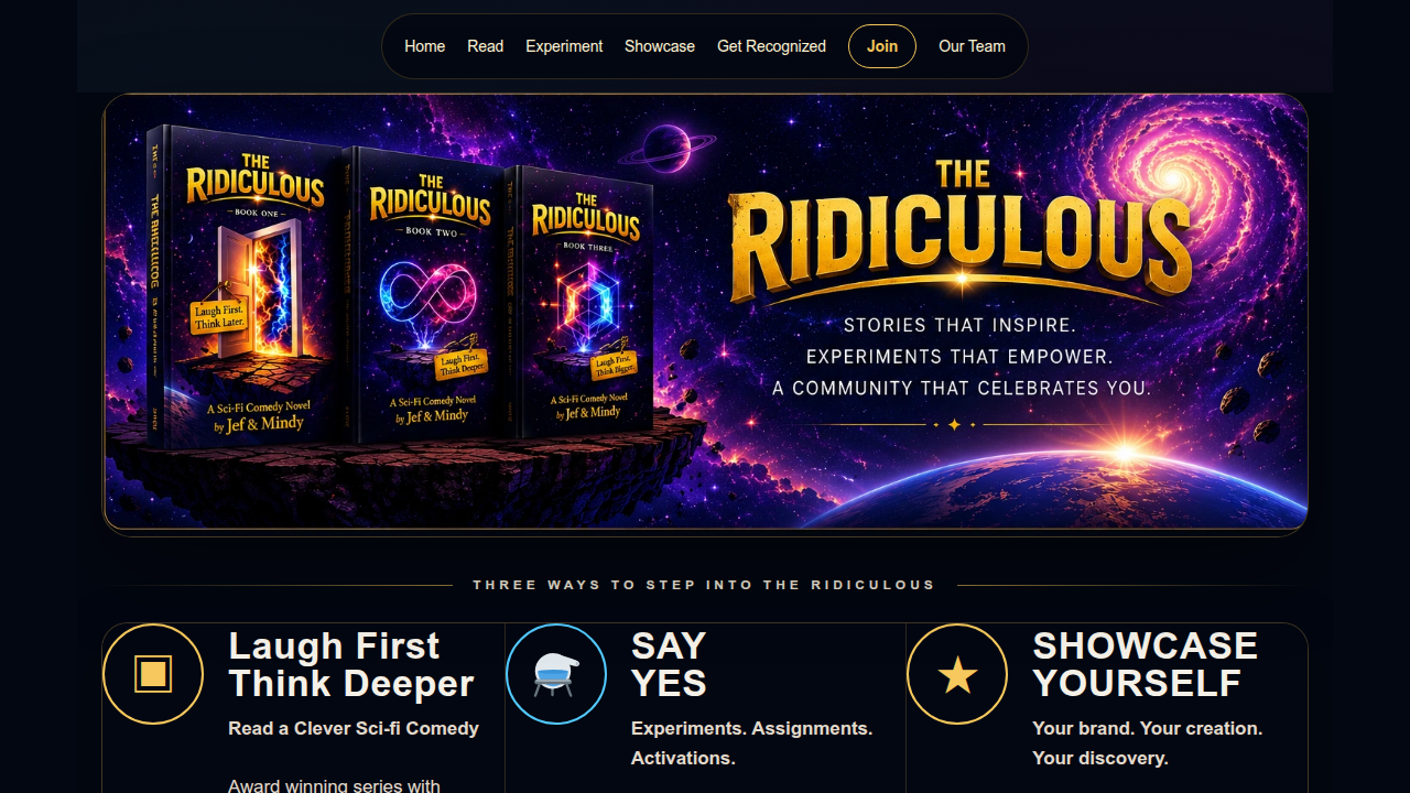 Screenshot of the Doridiculous website, offering resources on storytelling and creative writing.