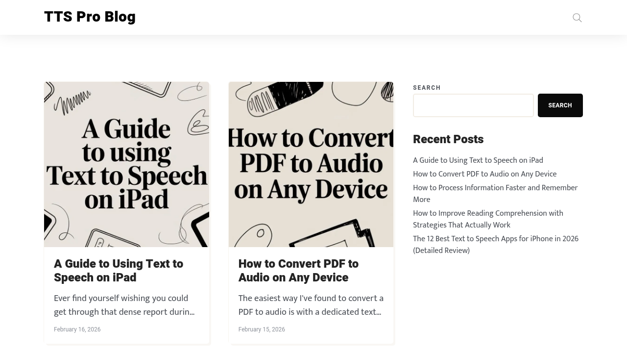 The TTSPro blog, offering resources and information on text-to-speech technology and assistive reading.