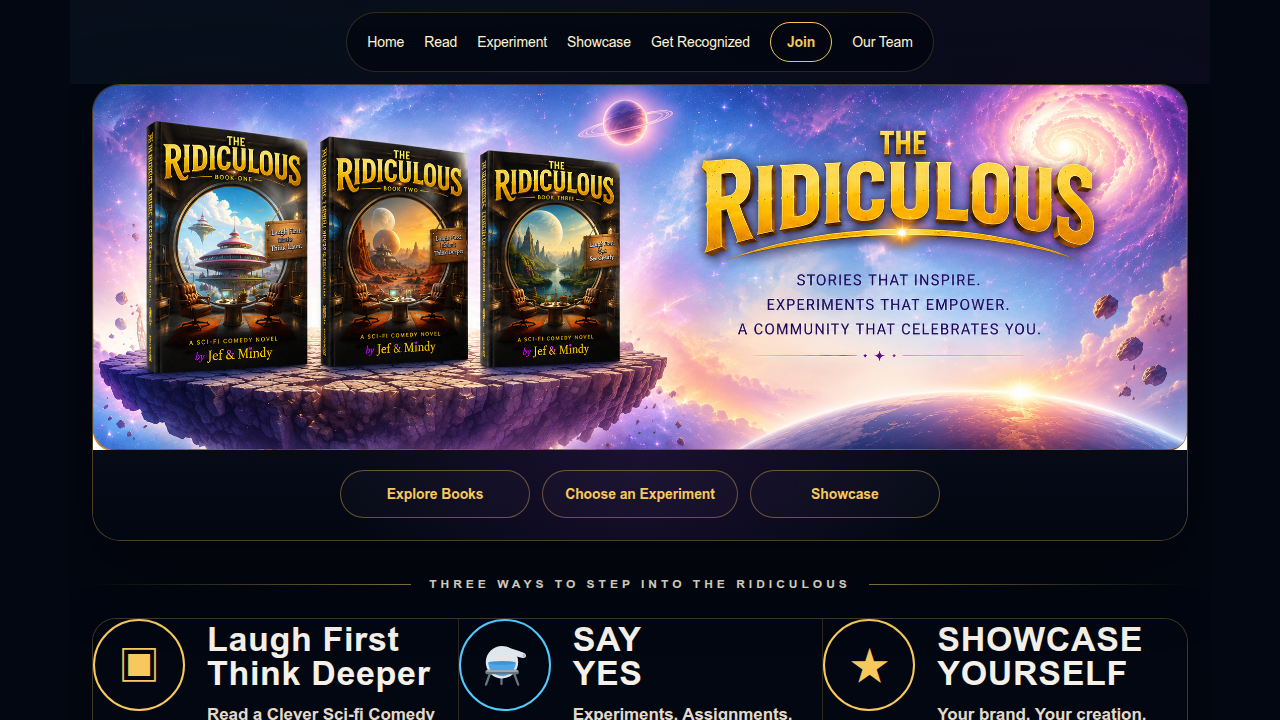 Screenshot of the DoriDiculous blog homepage, offering insights into reading, book clubs, and personal growth topics.