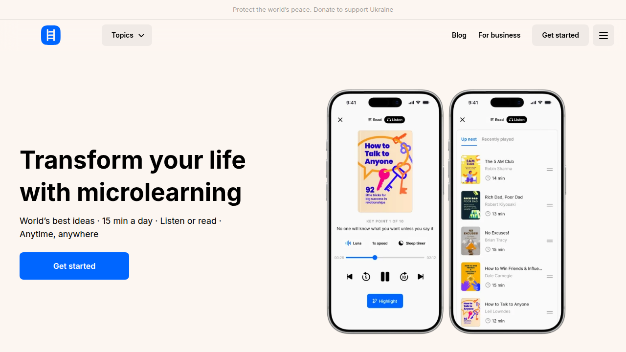 The MakeHeadway.com homepage, a blog resource covering various tech and lifestyle topics, including how Audible works.