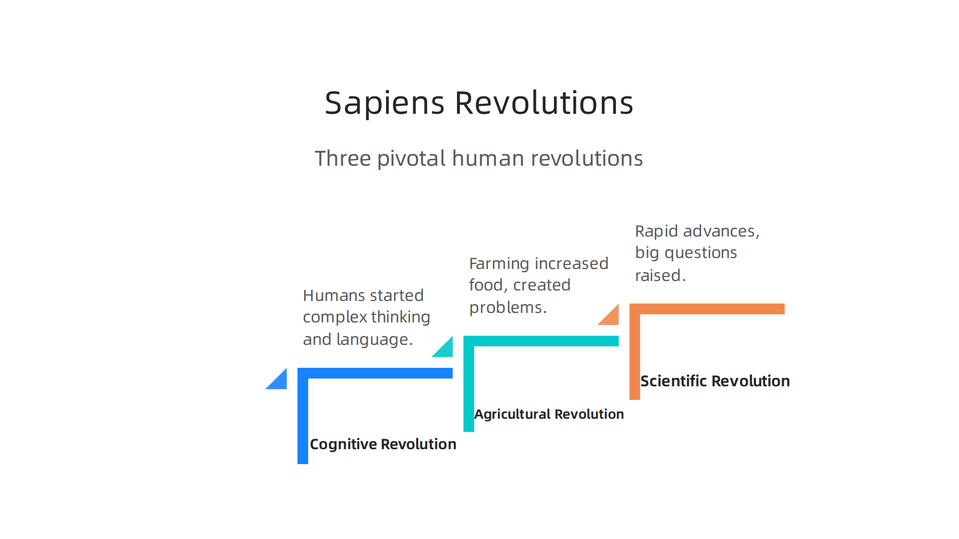 Yuval Noah Harari's Sapiens outlines three pivotal revolutions that define humanity's trajectory.
