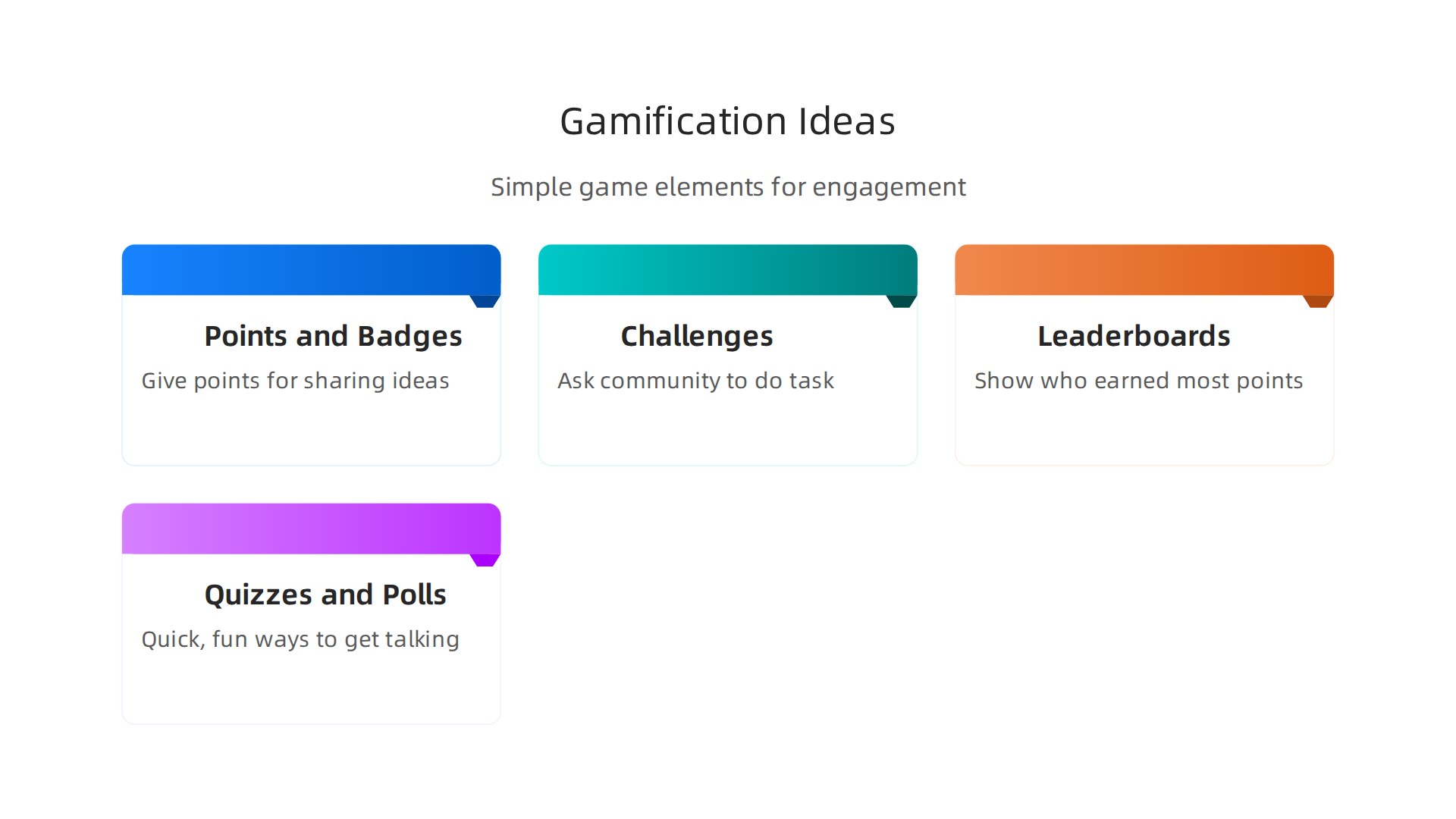 Simple game elements to boost community engagement in practice.