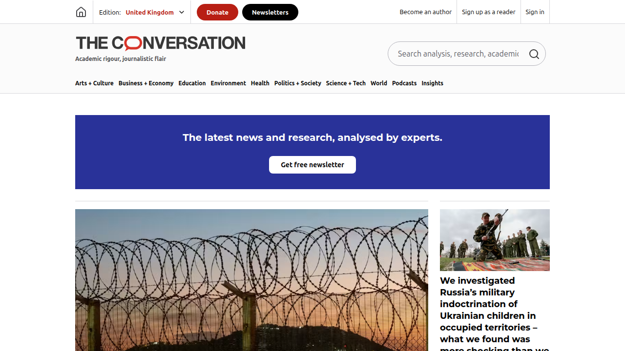 The homepage of The Conversation, an independent source of news and views from the academic and research community.